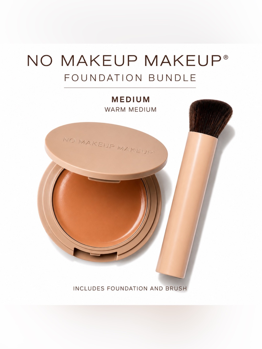 No Makeup Makeup Foundation + Foundation Brush Bundle - Medium 80$ MSRP